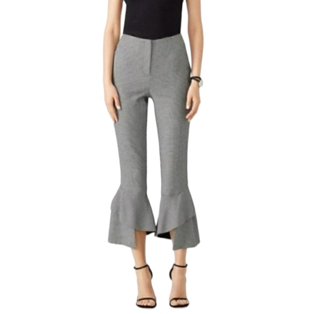 N/NICHOLAS Houndstooth Spiral Hem Cropped Trouser in Black & White Women's Sz 0